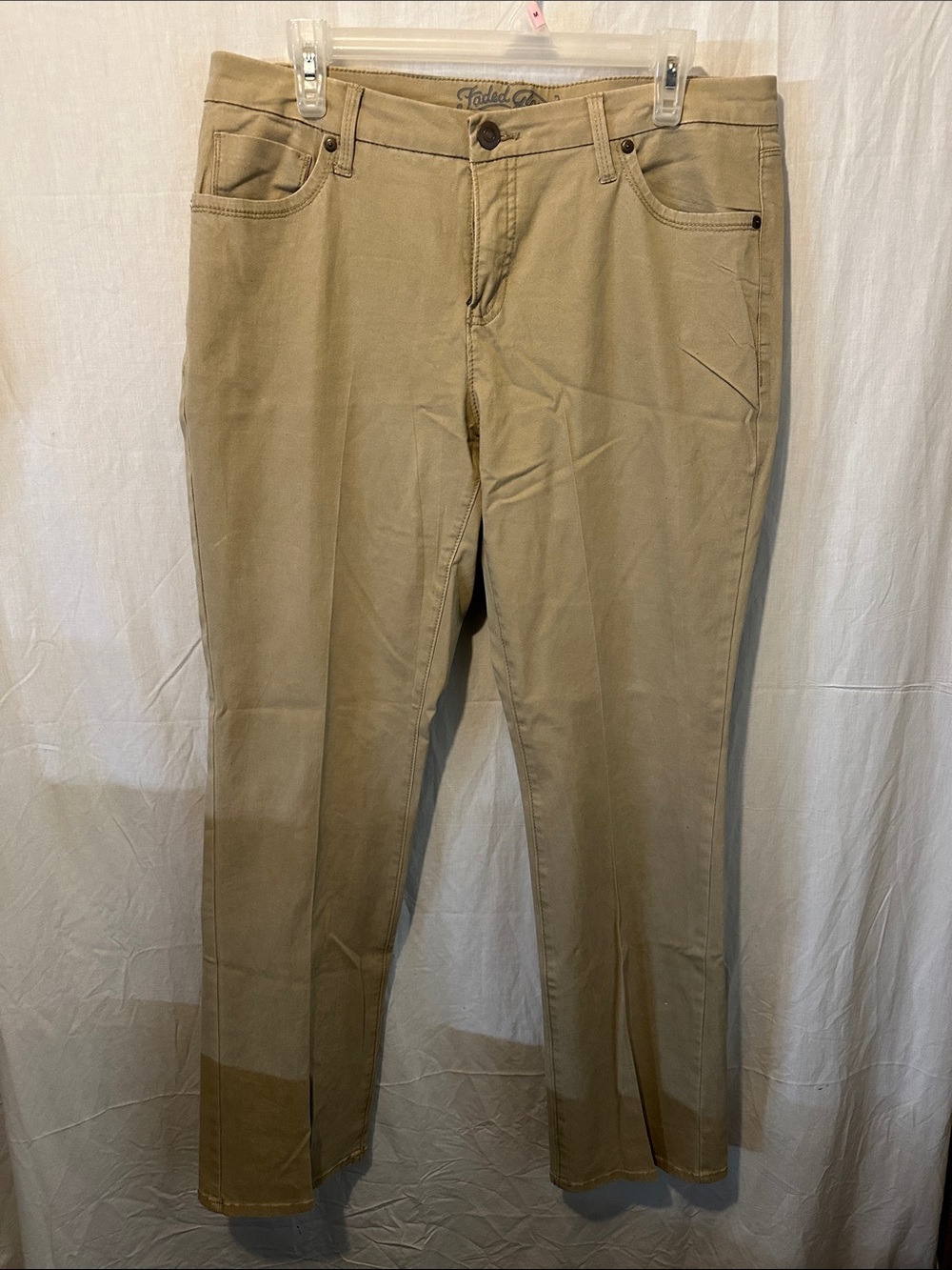 Faded Glory Tan Straight-Leg Chinos